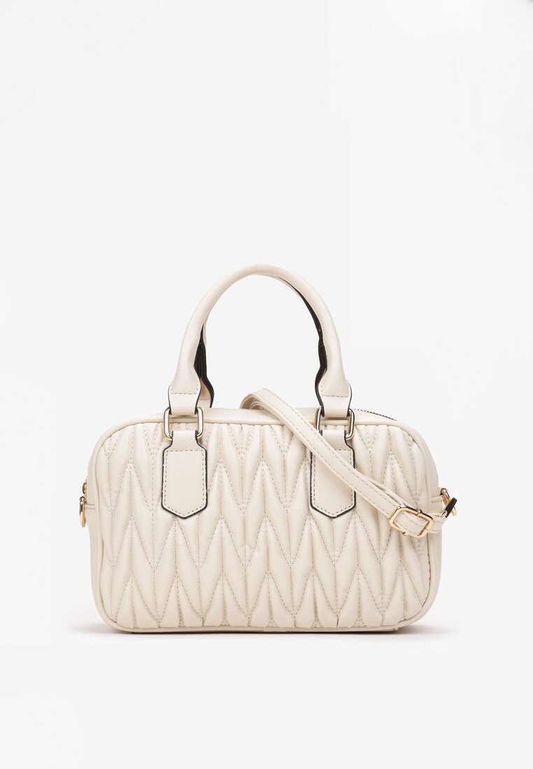 Beżowa Pikowana Torebka z Imitacji Skóry na Krótkiej Rączce Inksa