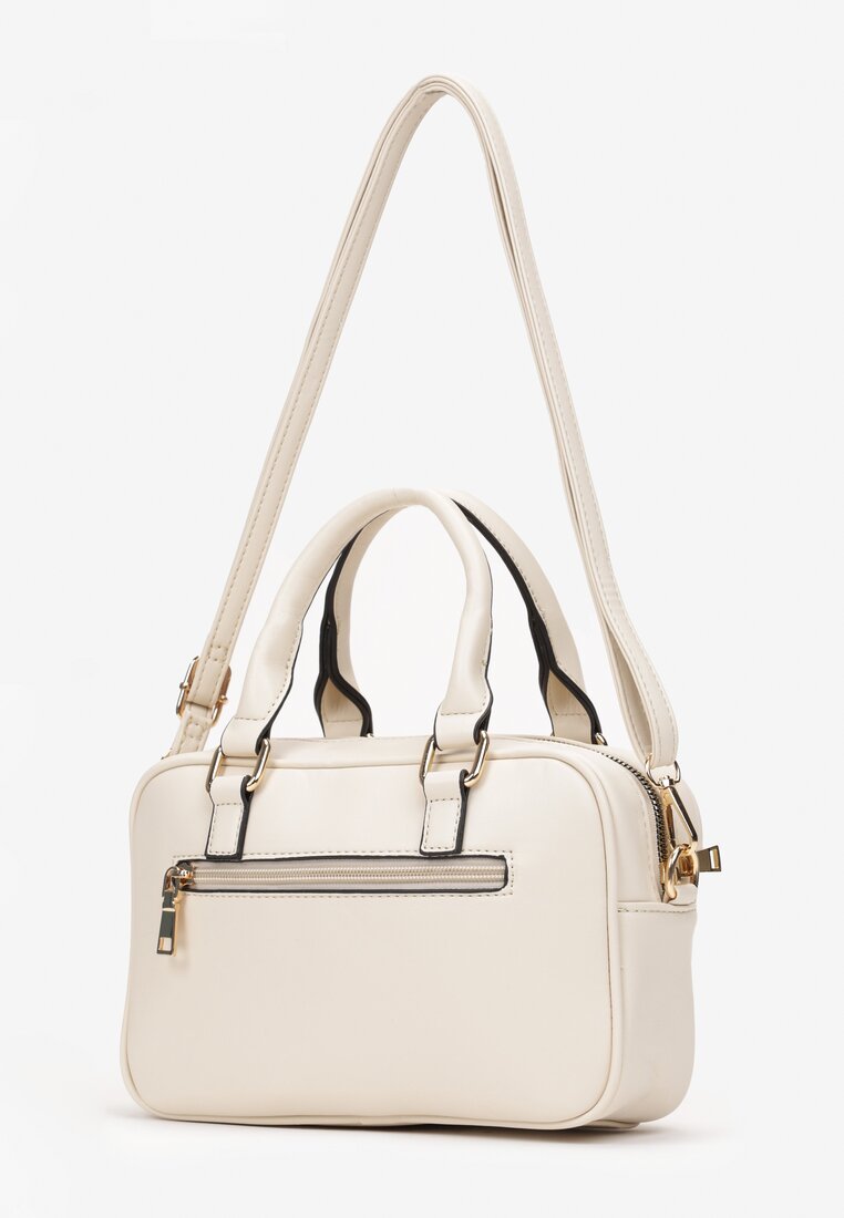 Beżowa Pikowana Torebka z Imitacji Skóry na Krótkiej Rączce Inksa