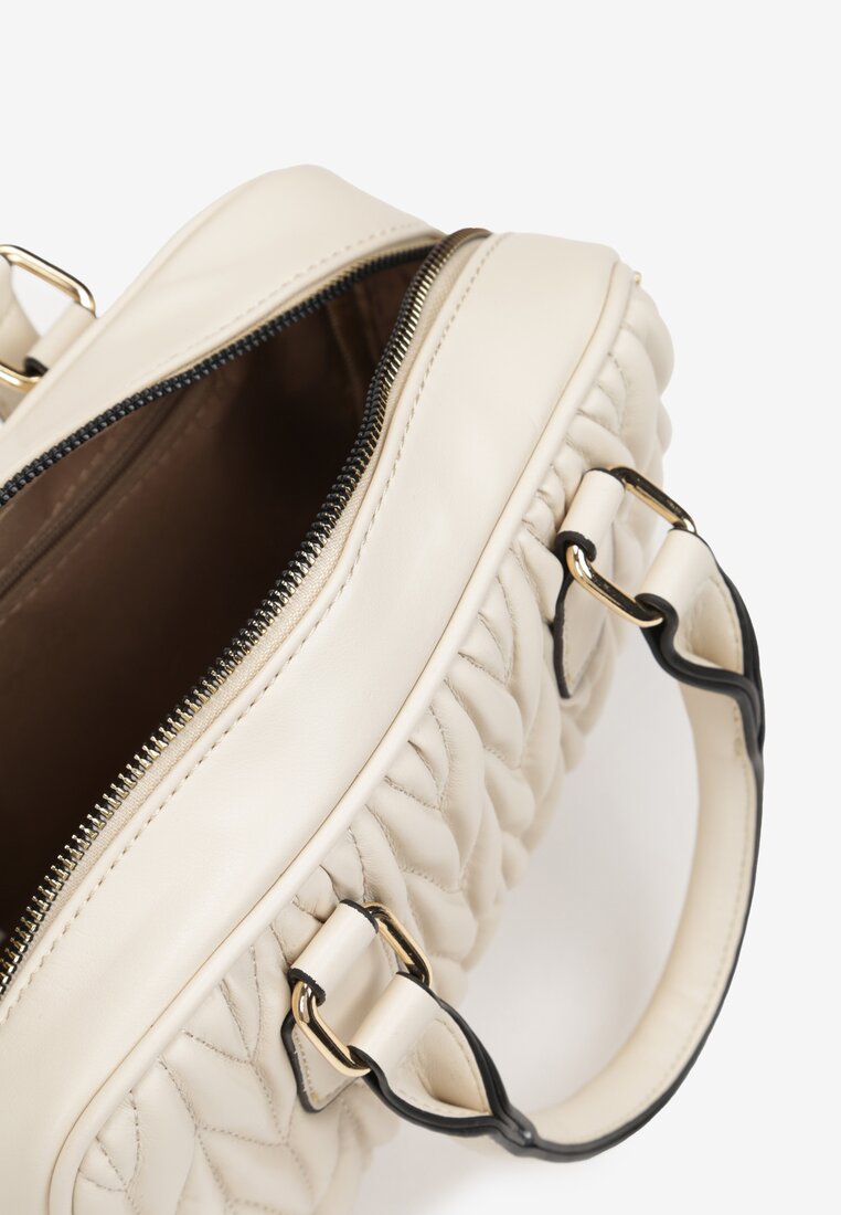 Beżowa Pikowana Torebka z Imitacji Skóry na Krótkiej Rączce Inksa