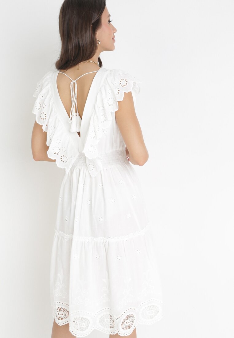 Biała Rozkloszowana Sukienka Midi Euphina