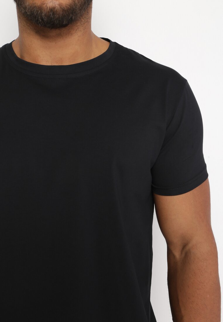 Czarna Klasyczna Koszulka z Bawełny o Klasycznym Kroju Alanitte