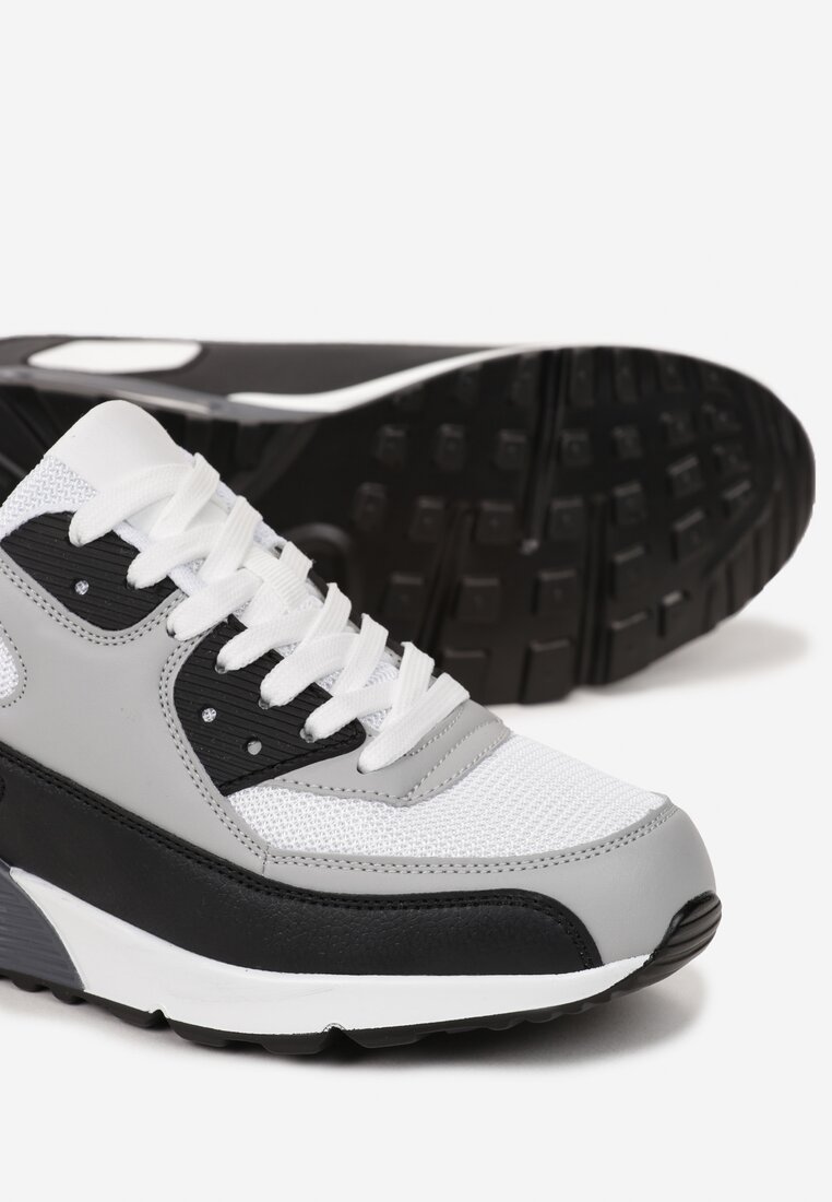 Czarno-Szare Sneakersy na Grubej Podeszwie z Wstawką Denni