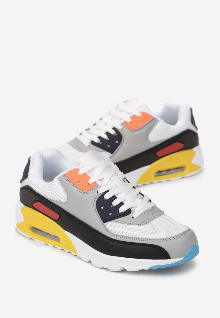 Biało-Szare Buty Sportowe z Amortyzującą Podeszwą Rosal