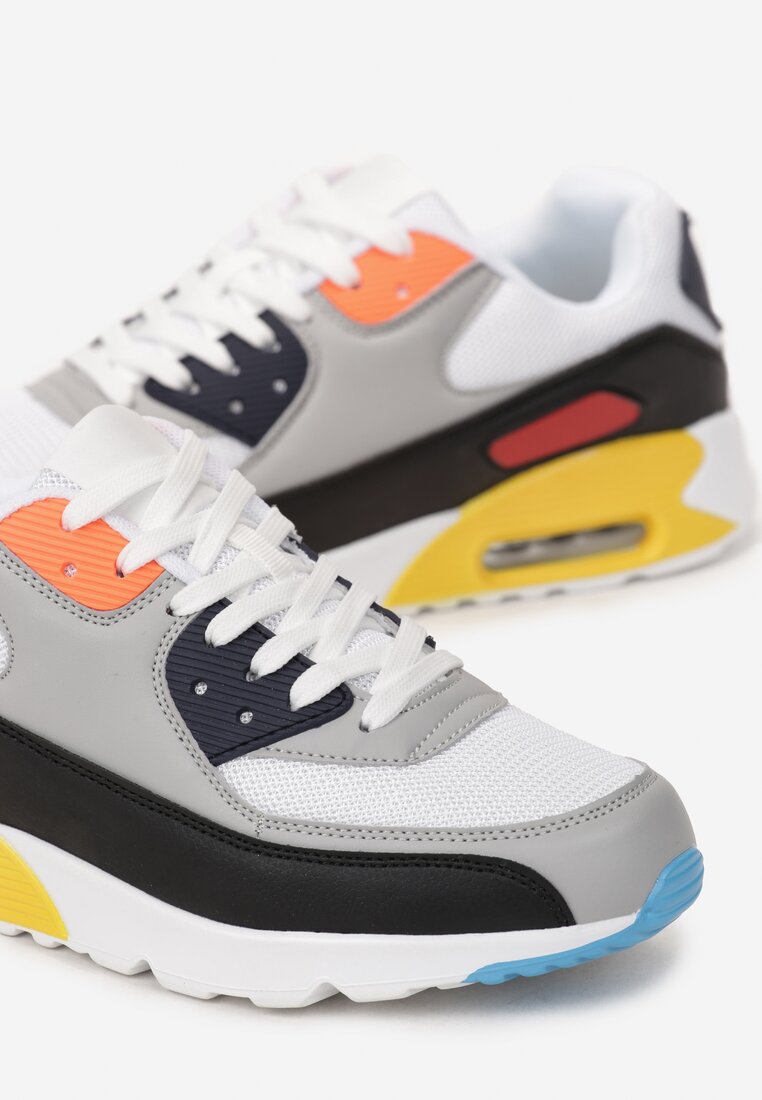 Biało-Szare Buty Sportowe z Amortyzującą Podeszwą Rosal