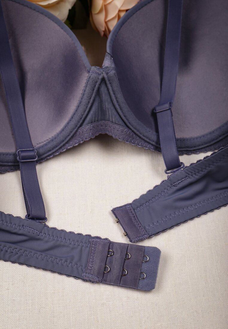 Szary Biustonosz Full Cup z Koronkowymi Wstawkami Aphomeda