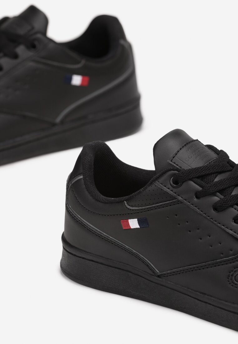 Czarne Buty Sportowe na Płaskiej Podeszwie przed Kostkę Ilonimo