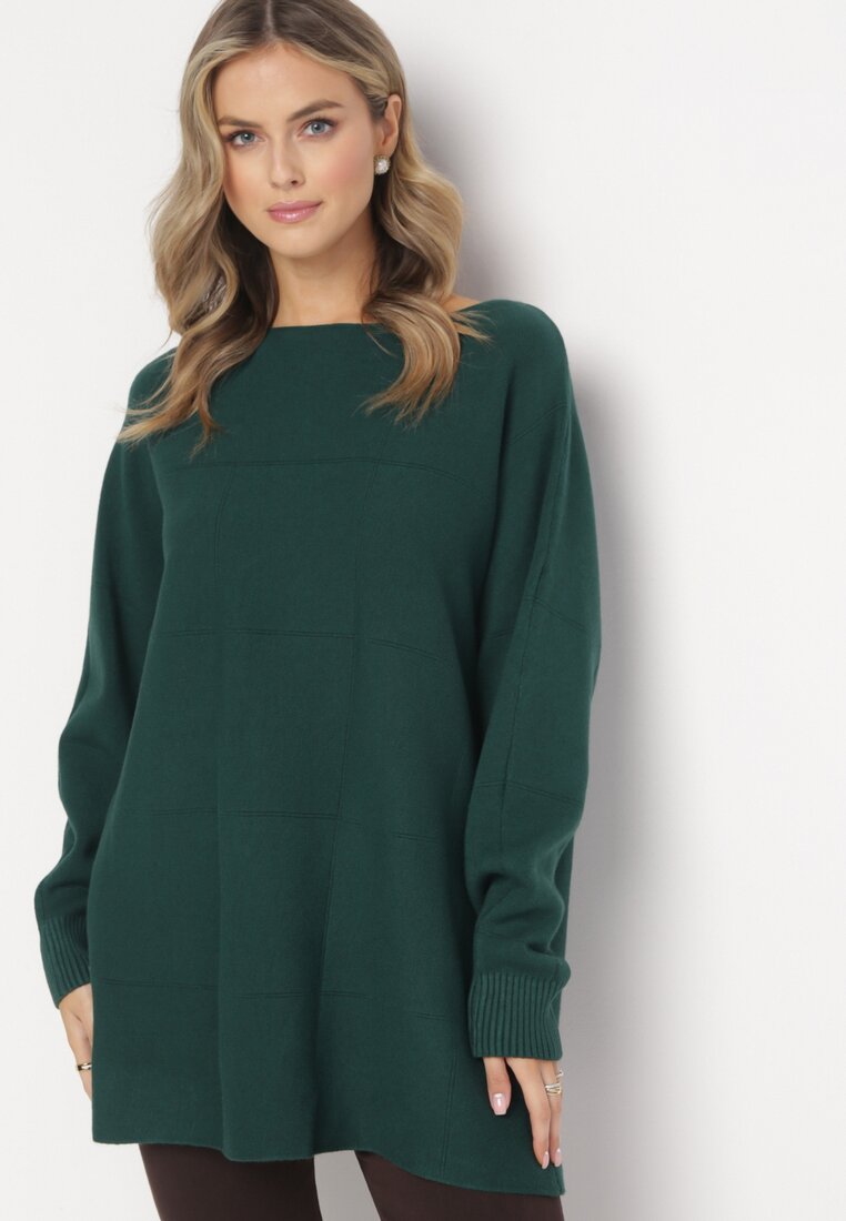 Zielony Sweter z Długim Rękawem Shi