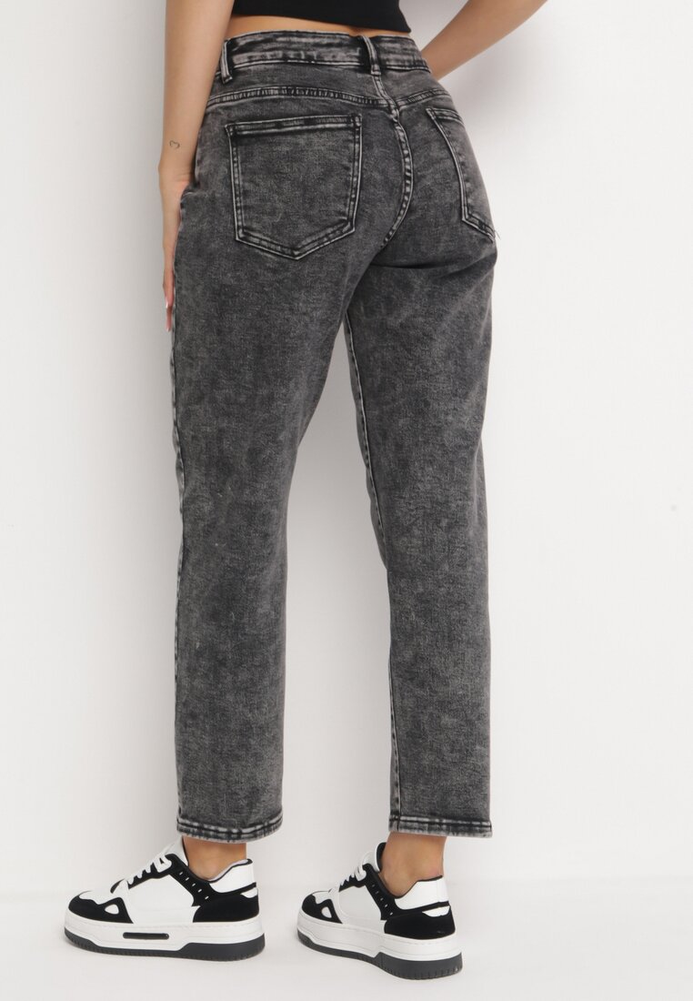 Ciemnoszare Jeansy Mom Fit Agine