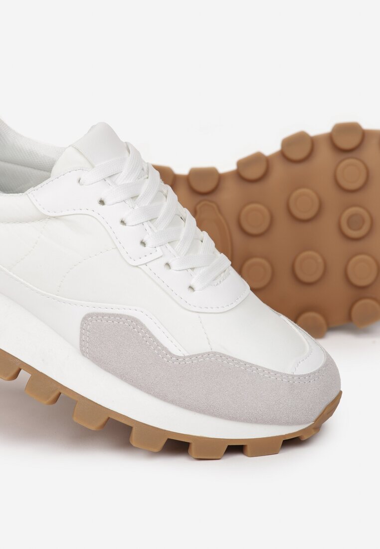 Białe Sneakersy na Grubej Podeszwie Catien