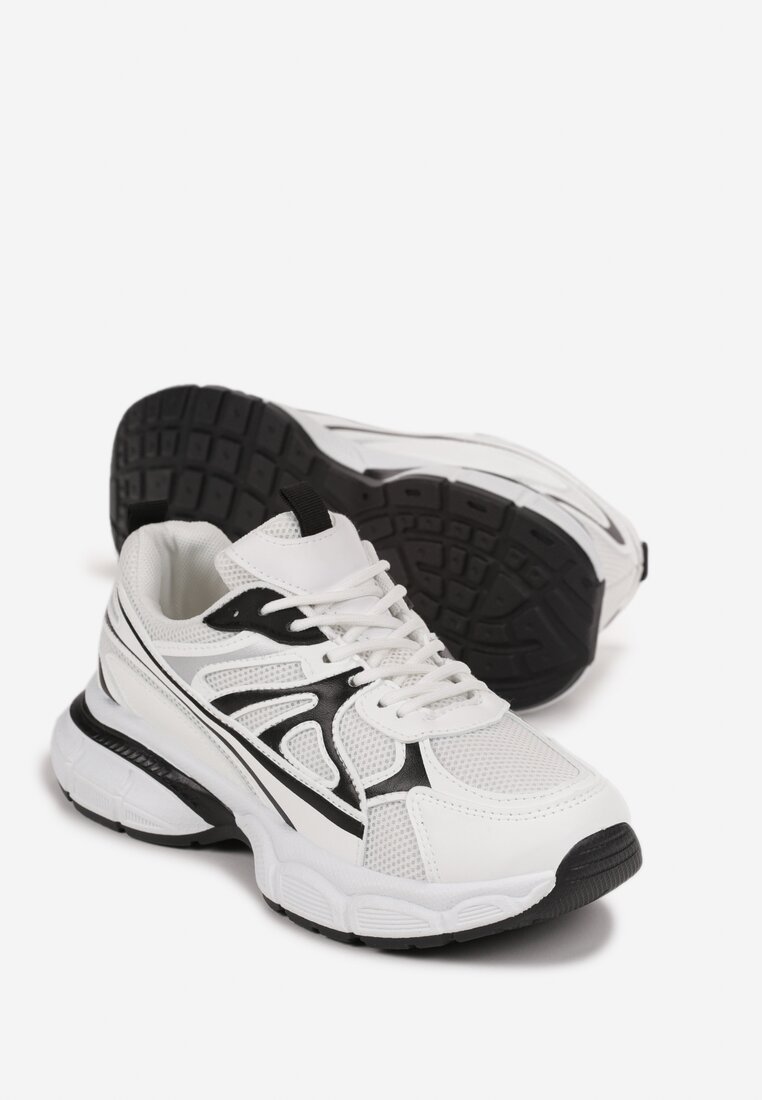 Biało-Czarne Sneakersy na Grubej Podeszwie Roxia