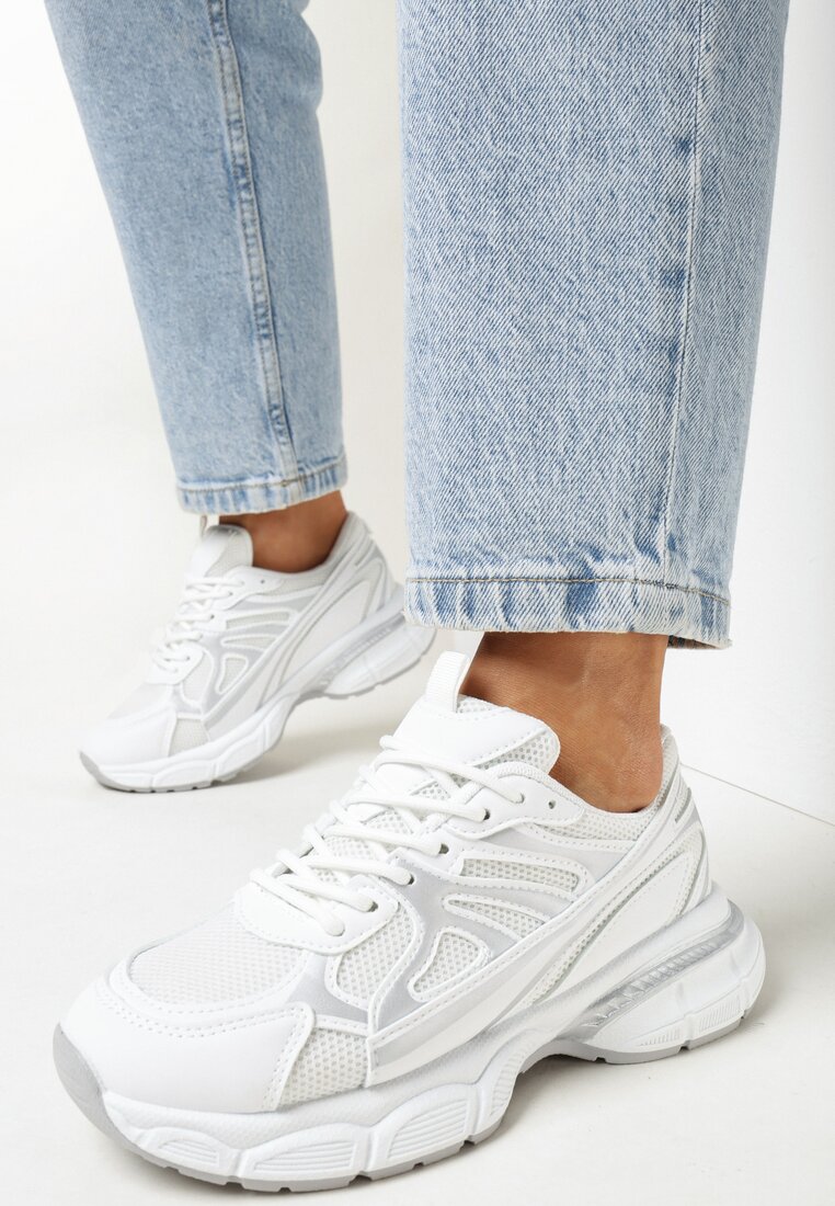 Białe Sneakersy na Grubej Podeszwie Roxia