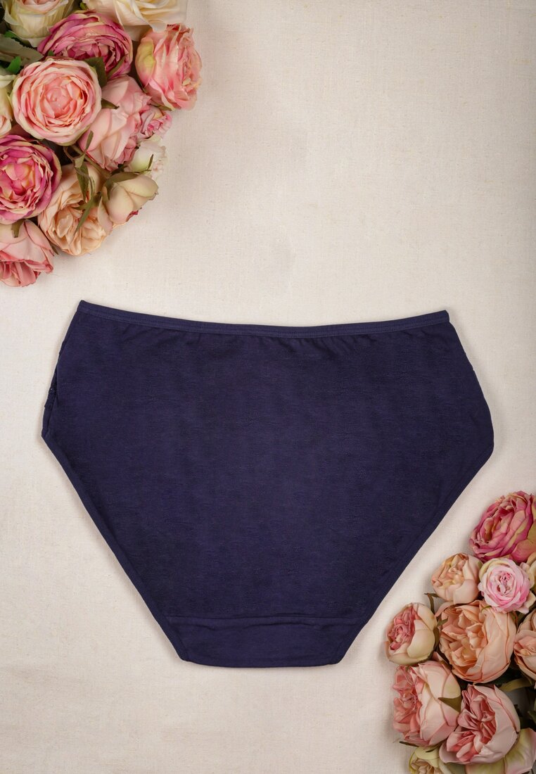 Granatowe Bawełniane Majtki Figi z Ozdobną Tasiemką Dohanaj