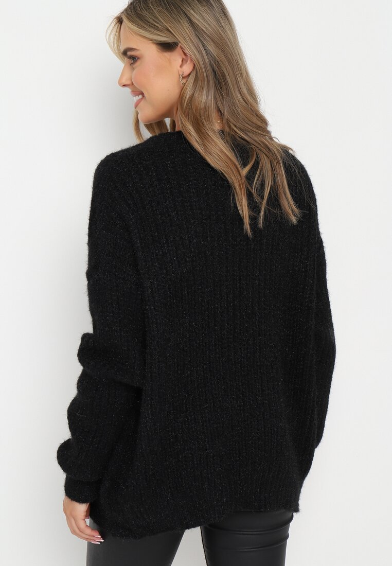 Czarny Kardigan z Warkoczykowym Splotem Aaronni