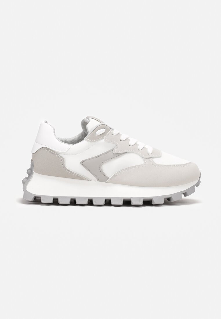 Białe Sneakersy na Grubej Podeszwie Minba