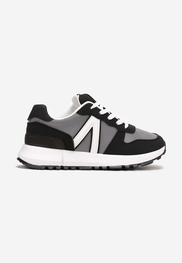 Czarne Sneakersy Ozdobione Wstawkami Anguethan
