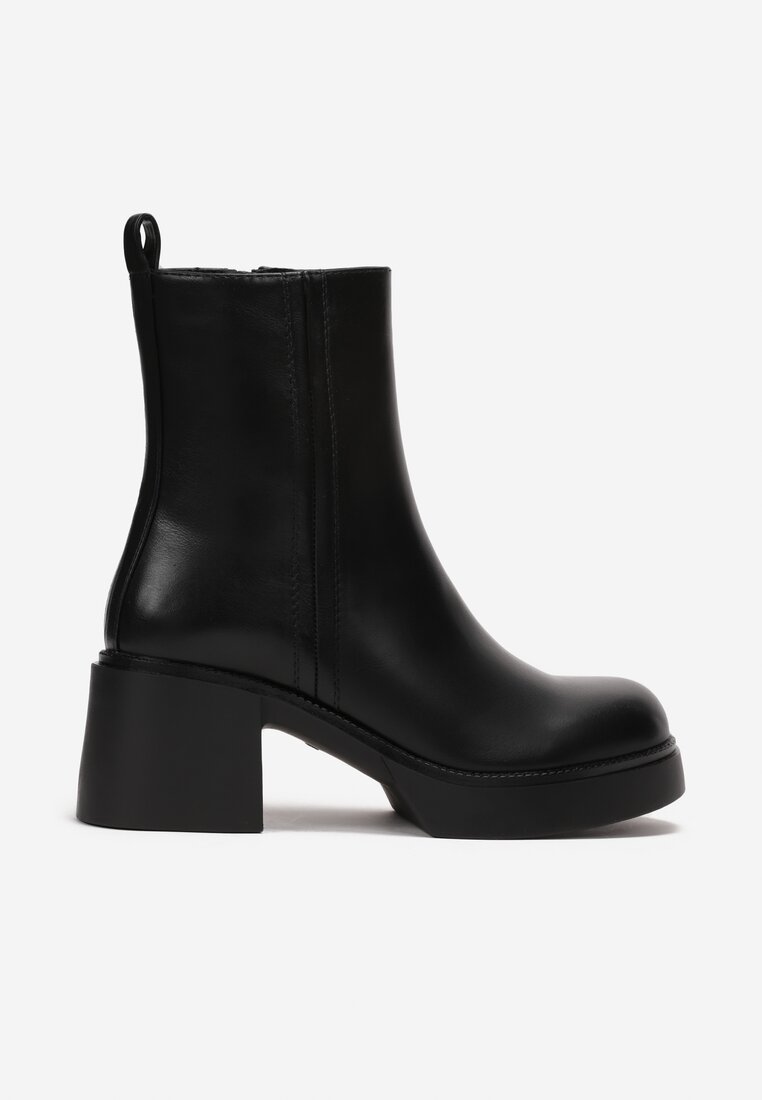 Czarne Botki na Słupku i Niskiej Platformie Argaca