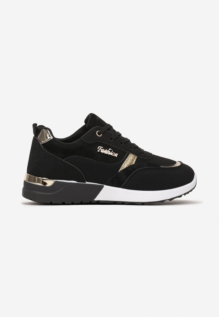 Czarne Sneakersy Ozdobione Brokatem Nephela