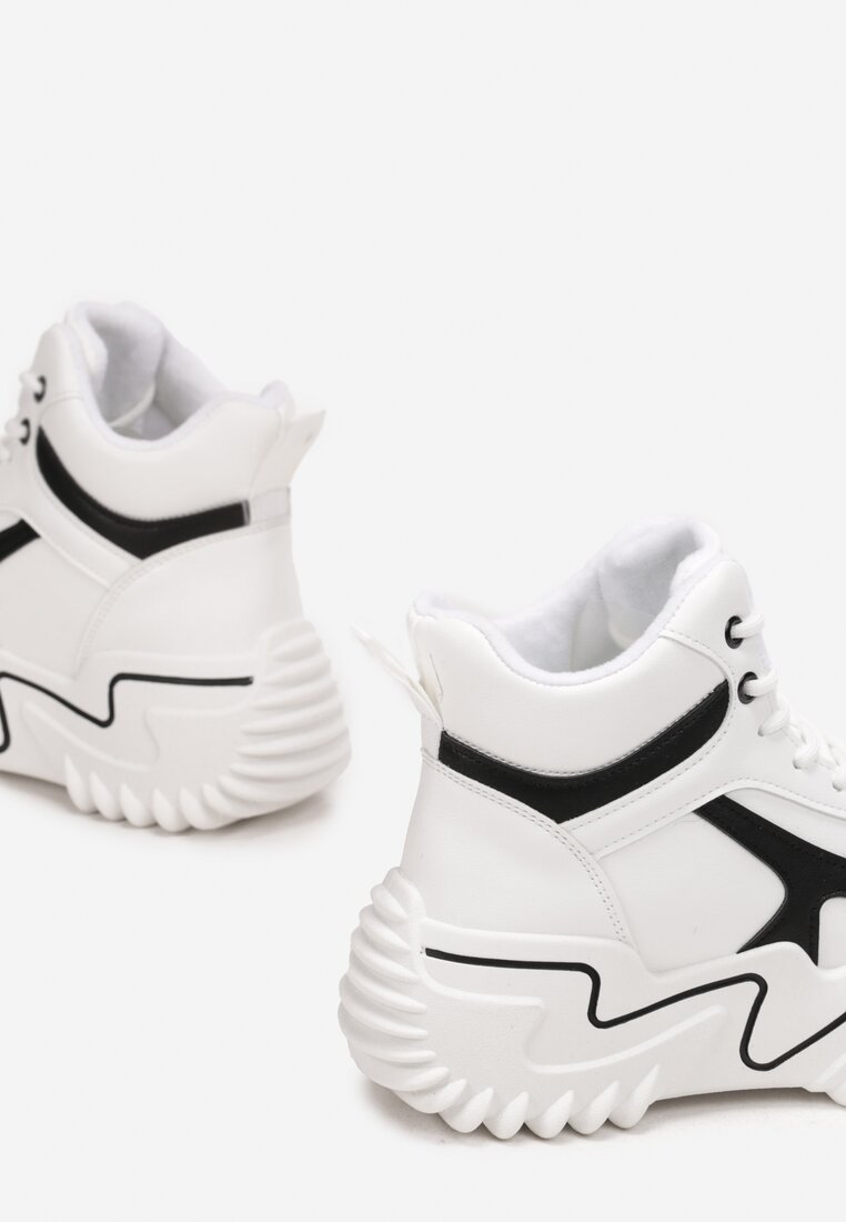 Białe Sznurowane Sneakersy na Masywnej Podeszwie Sligga