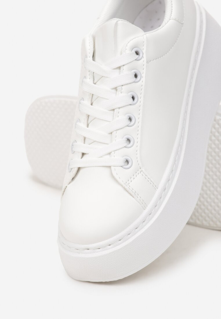 Białe Sneakersy na Platformie Rilame