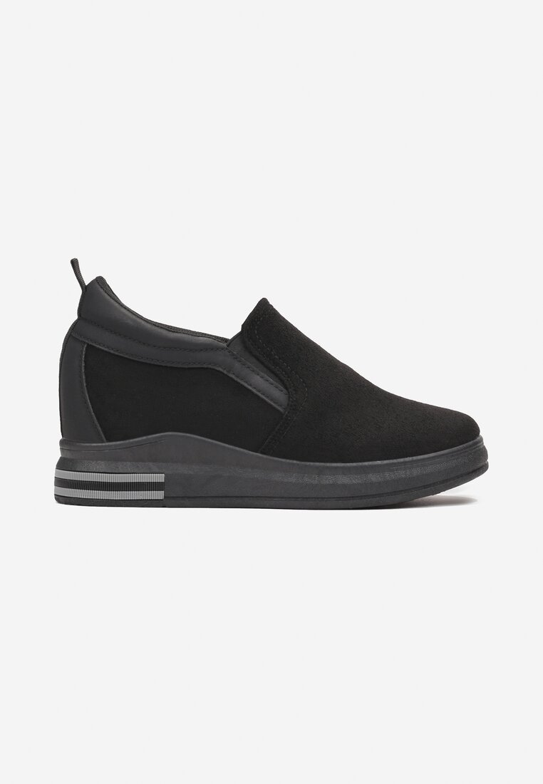 Czarne Sneakersy na Ukrytej Koturnie Aranella