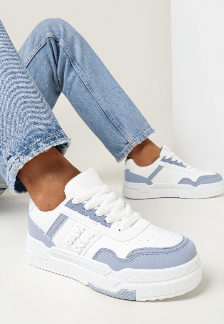 Biało-Niebieskie Sneakersy na Platformie Faelindra