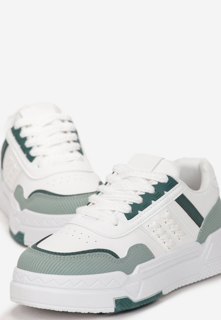 Biało-Zielone Sneakersy na Platformie Faelindra