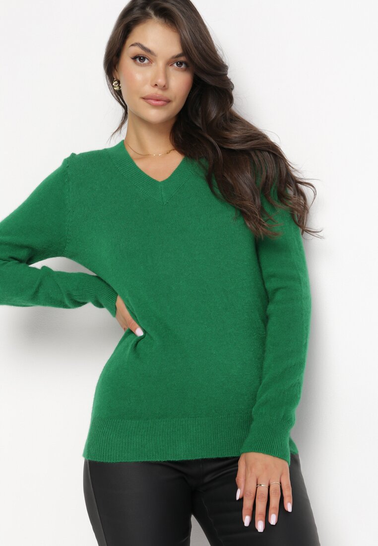 Zielony Sweter z Miękkiej Dzianiny Olissa