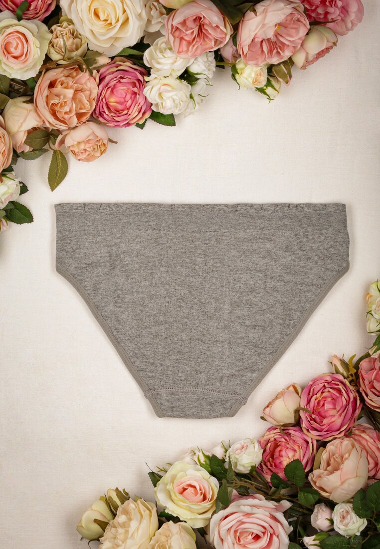 Ciemnoszare Gładkie Majtki Typu Figi z Kokardką Sibila