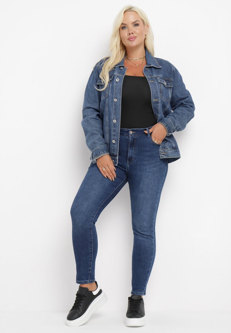 Niebieskie Jeansy Modelujące z Elastycznego Denimu Aluria