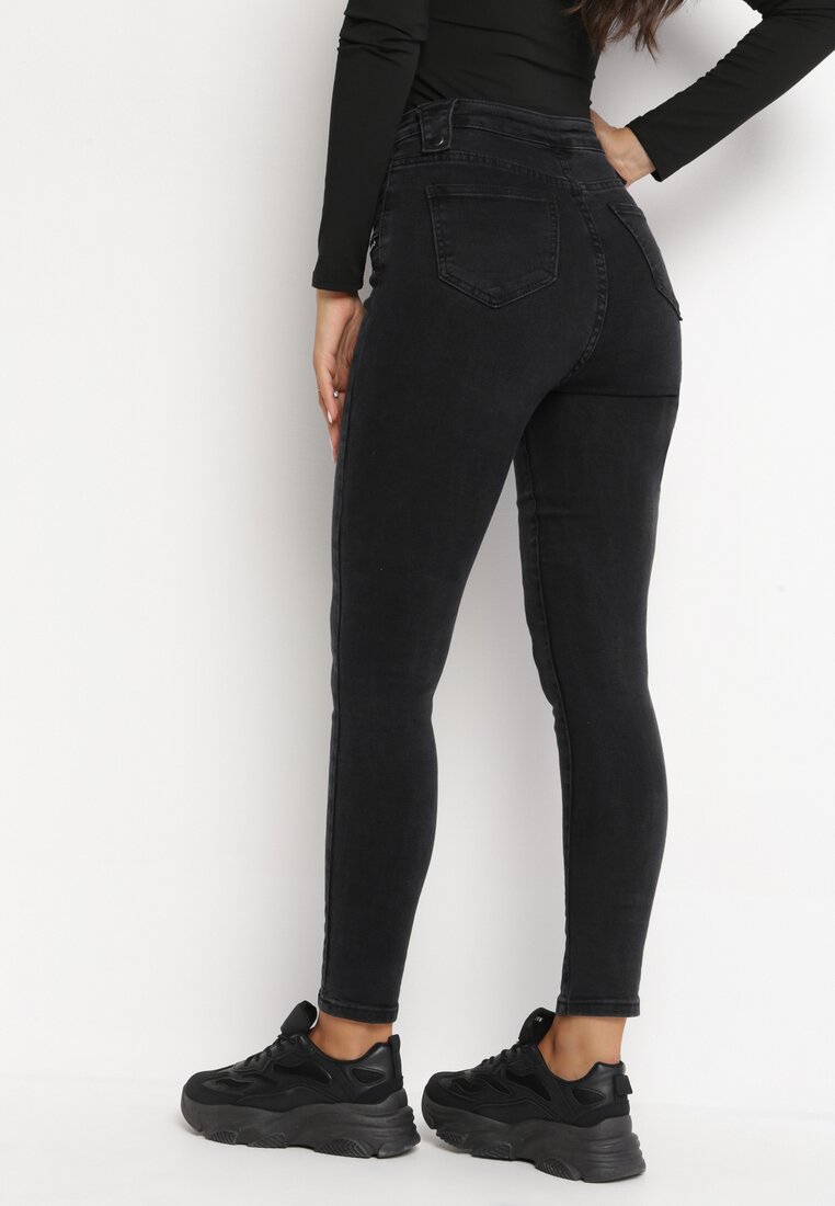 Czarne Jeansy Skinny z Wysokim Stanem Vineo