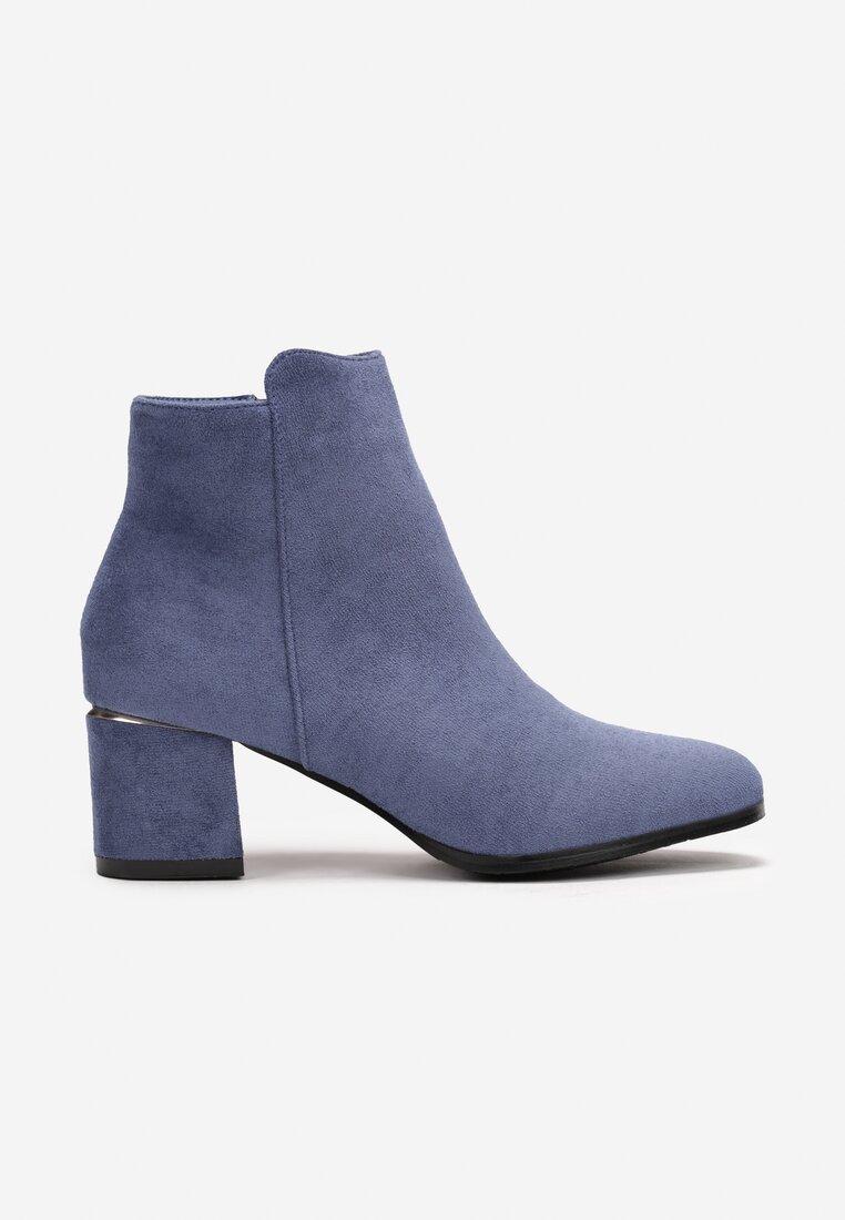 Niebieskie Botki na Niskim Słupku z Cholewką za Kostkę Ivare