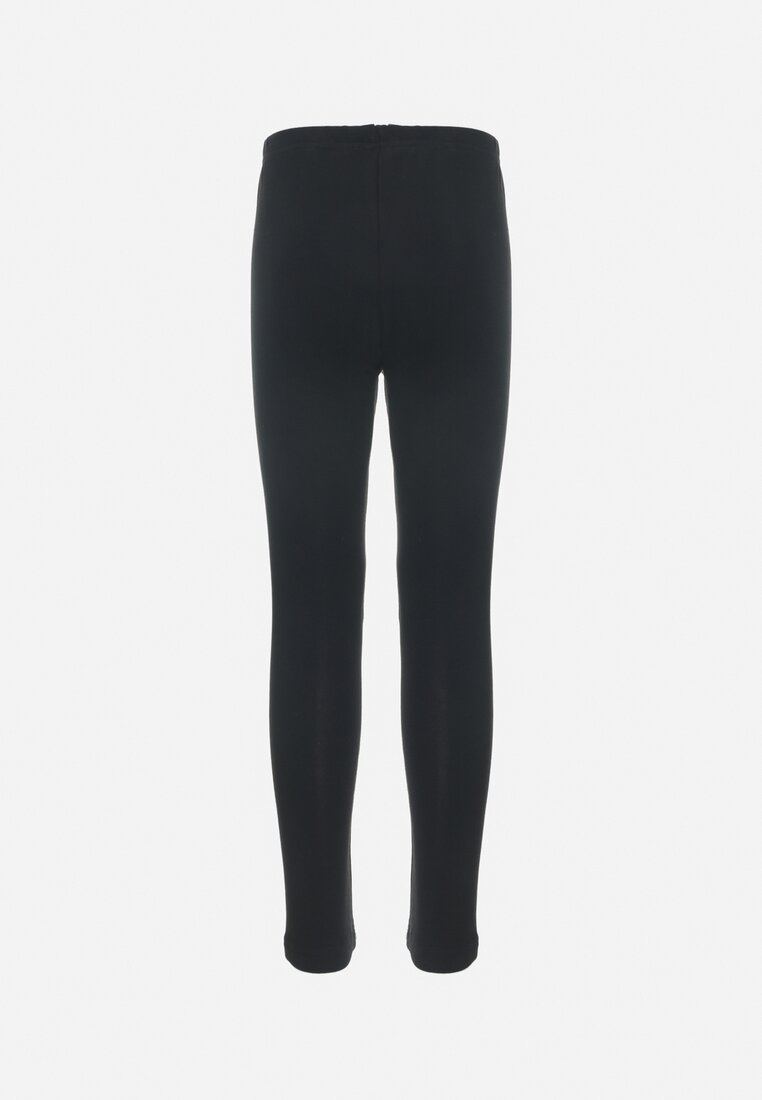 Czarne Bawełniane Legginsy z Gumką w Pasie Mirola