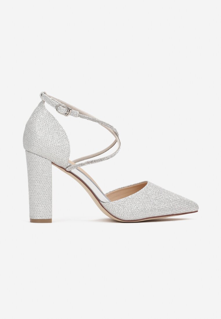 Srebrne Czółenka na Słupku z Paskiem w Cyrkonie Leilas