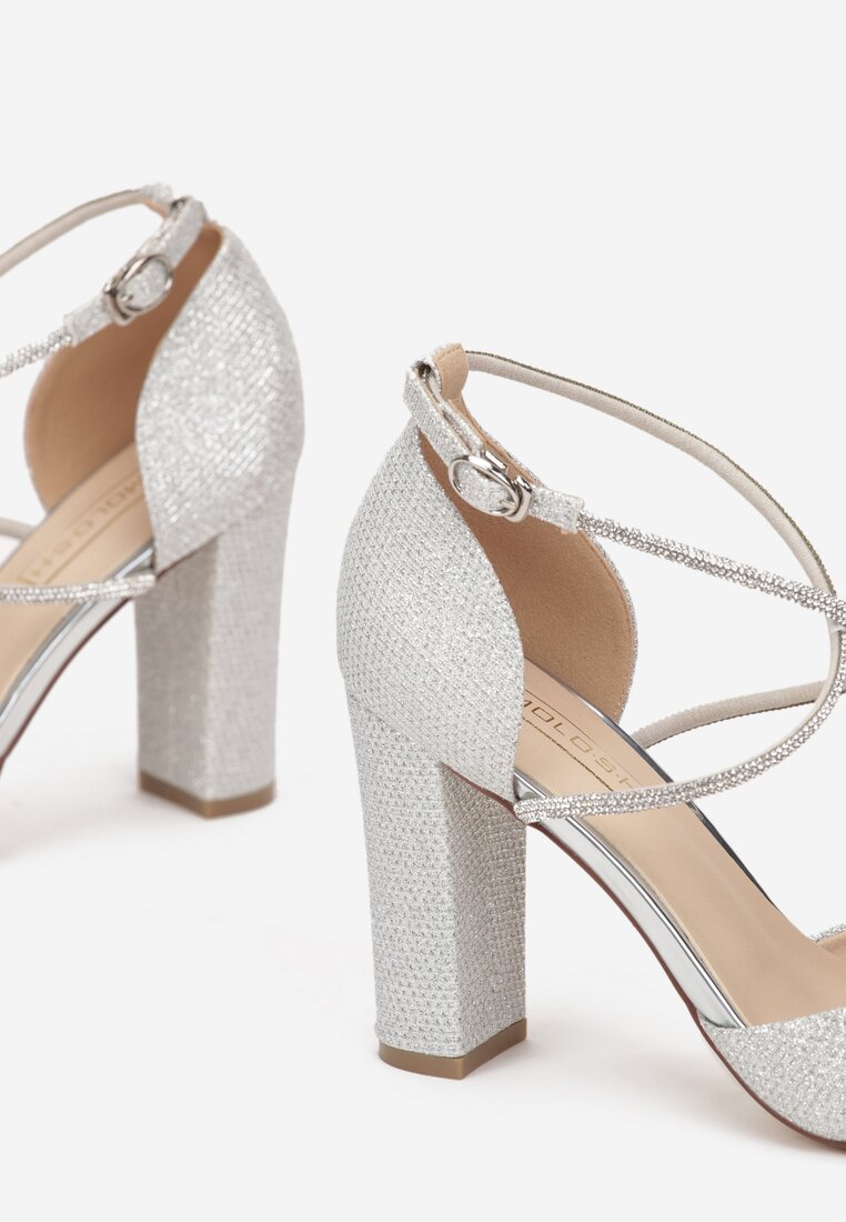 Srebrne Czółenka na Słupku z Paskiem w Cyrkonie Leilas