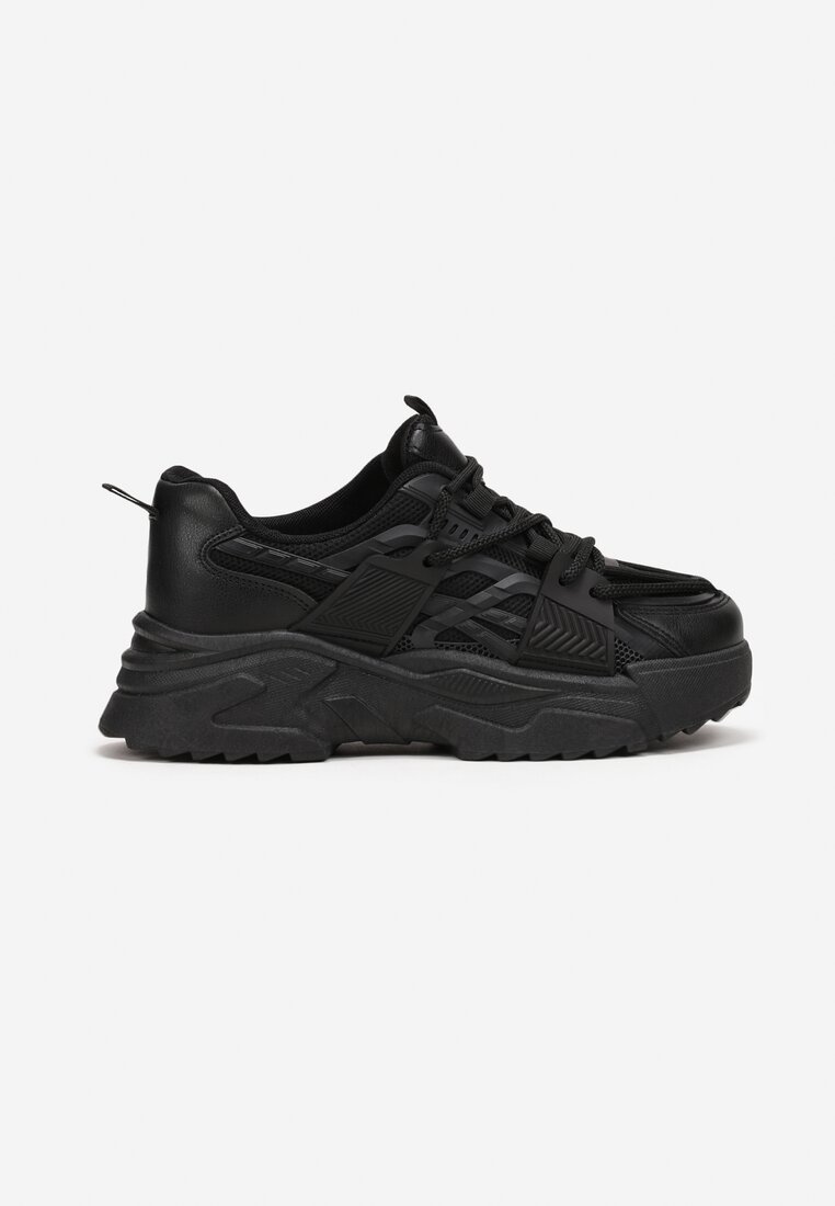 Czarne Sneakersy na Grubej Podeszwie Vasica