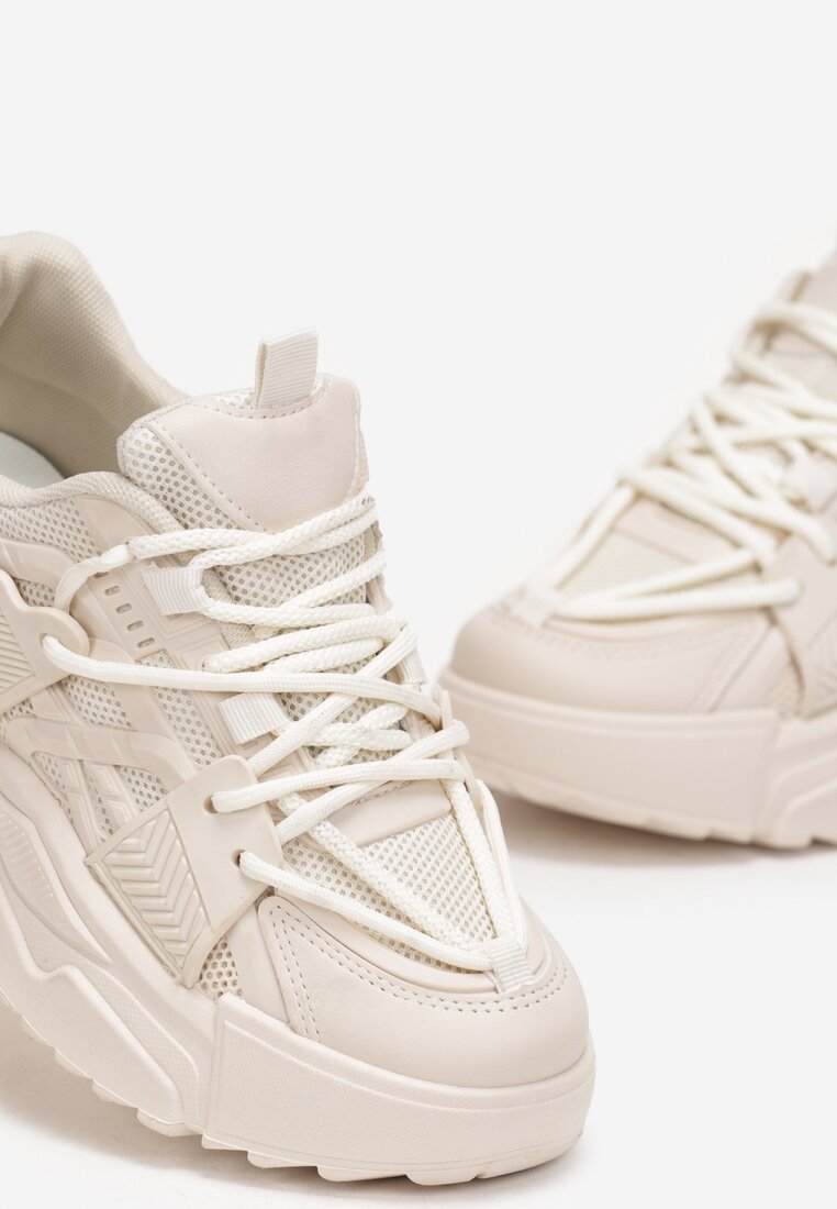 Beżowe Sneakersy na Grubej Podeszwie Vasica