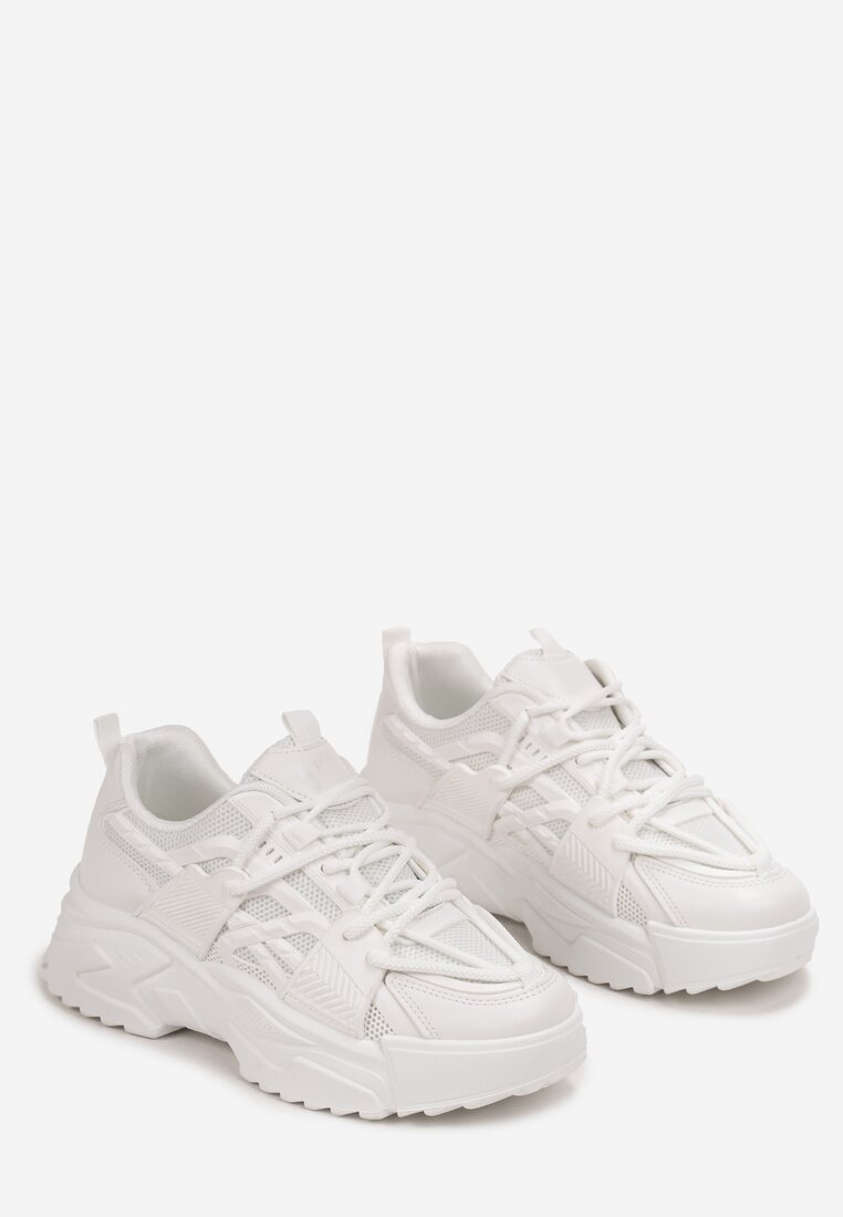 Białe Sneakersy na Grubej Podeszwie Vasica