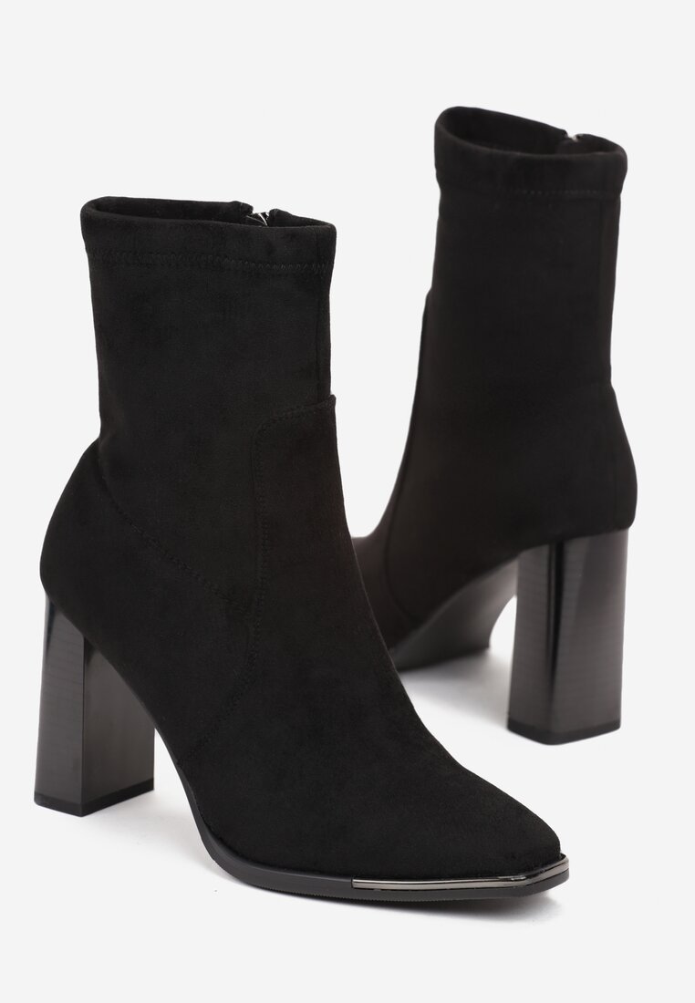 Czarne Botki na Słupku za Kostkę Felame