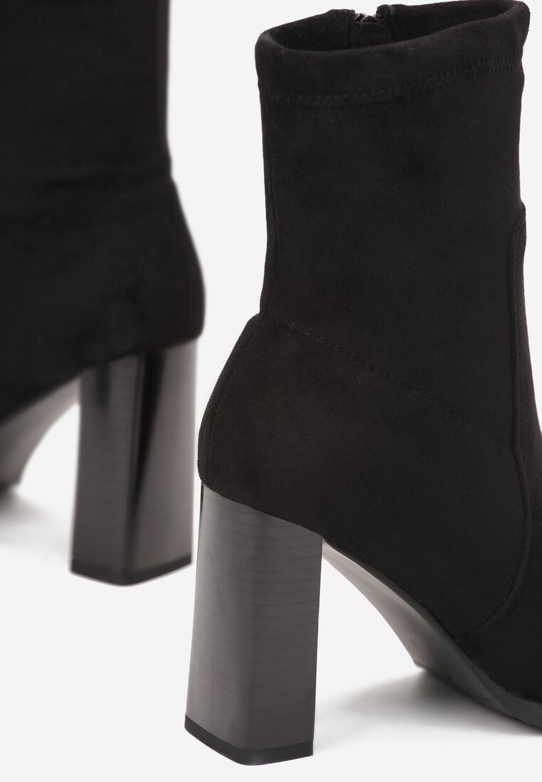 Czarne Botki na Słupku za Kostkę Felame