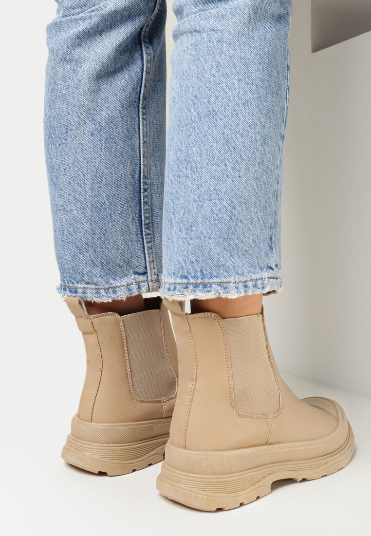 Ciemnobeżowe Wsuwane Botki Sztyblety Nepali