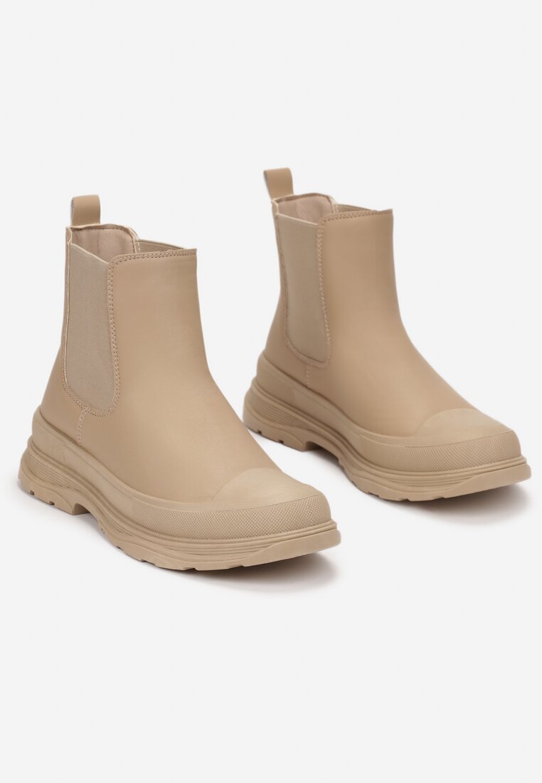 Ciemnobeżowe Wsuwane Botki Sztyblety Nepali