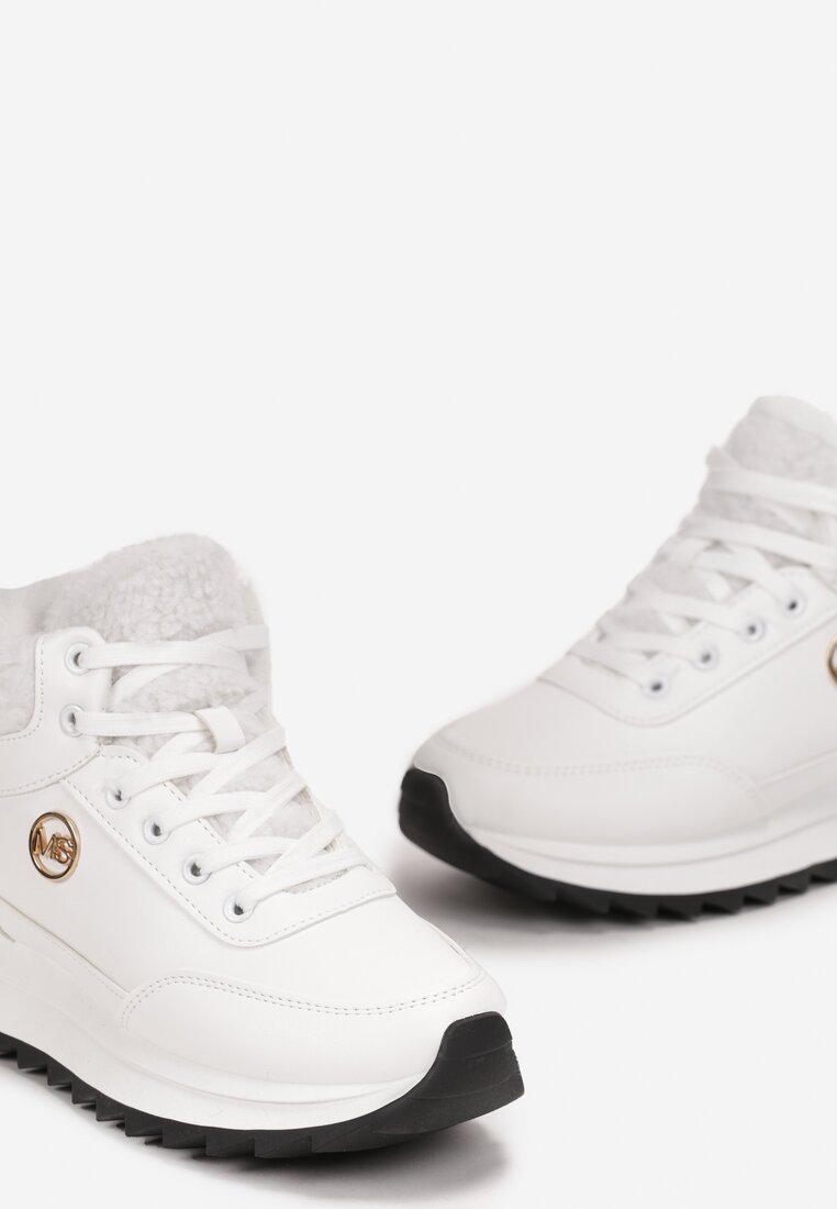 Białe Sneakersy Mocno Ocieplone Sztucznym Futerkiem Rosanas