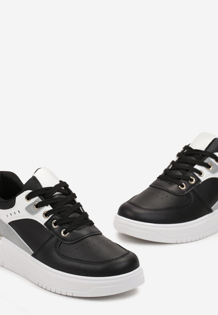 Czarne Sneakersy z Kolorowymi Wstawkami Fulvio