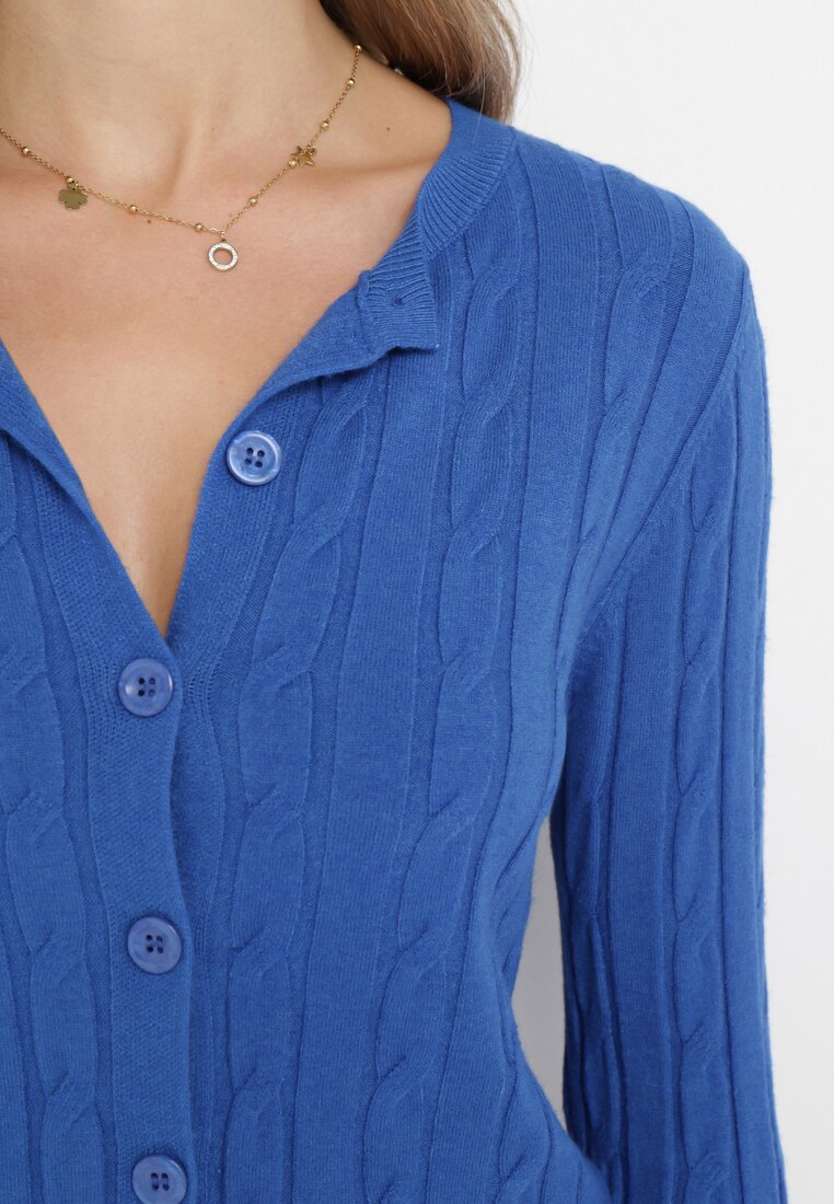 Granatowy Kardigan na Guziki Rissela