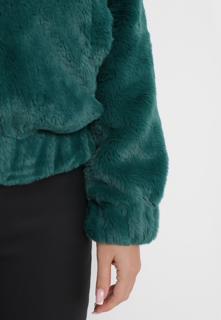 Ciemnozielona Kurtka Futerko Teddy Oversize Denon
