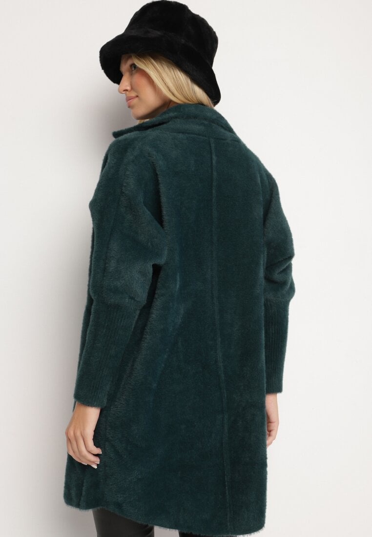 Ciemnozielony Płaszcz z Bawełną Oversize Klepheia