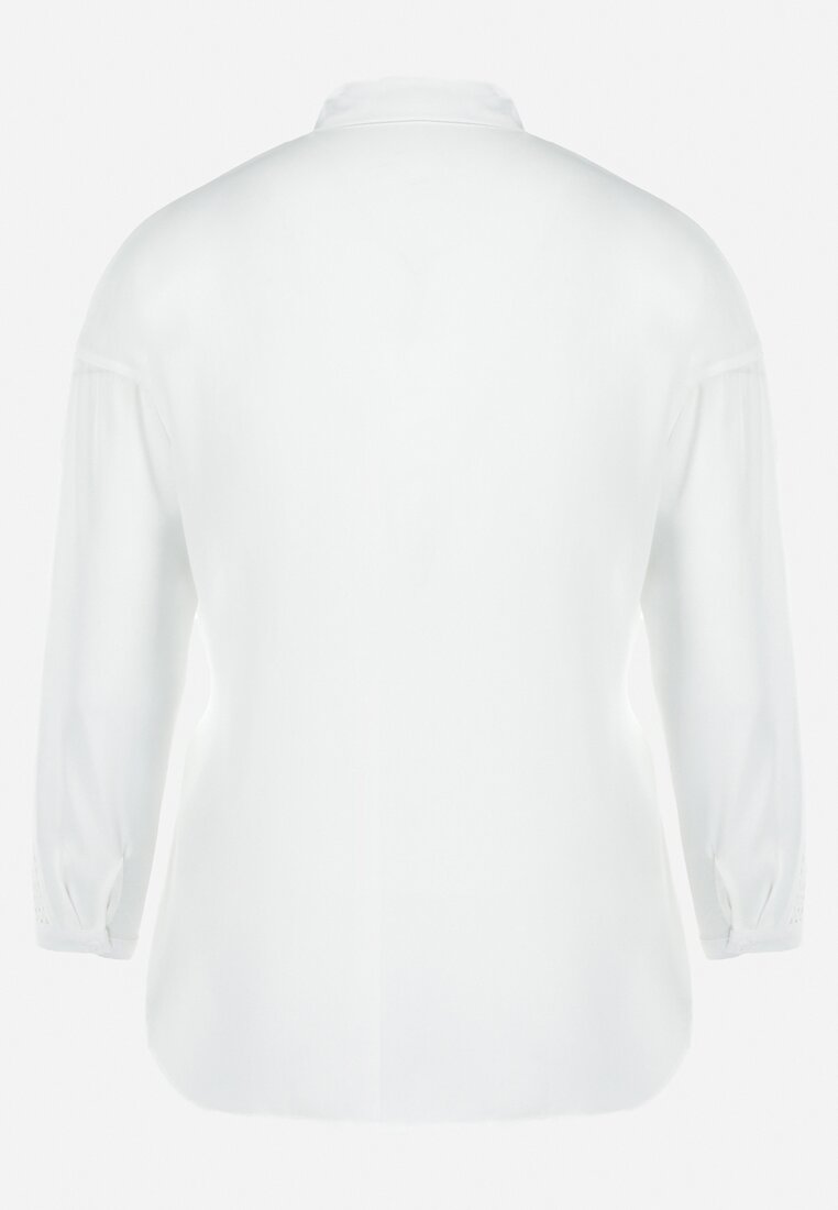Biała Koszula z Delikatnymi Plisami z Przodu Anasesene