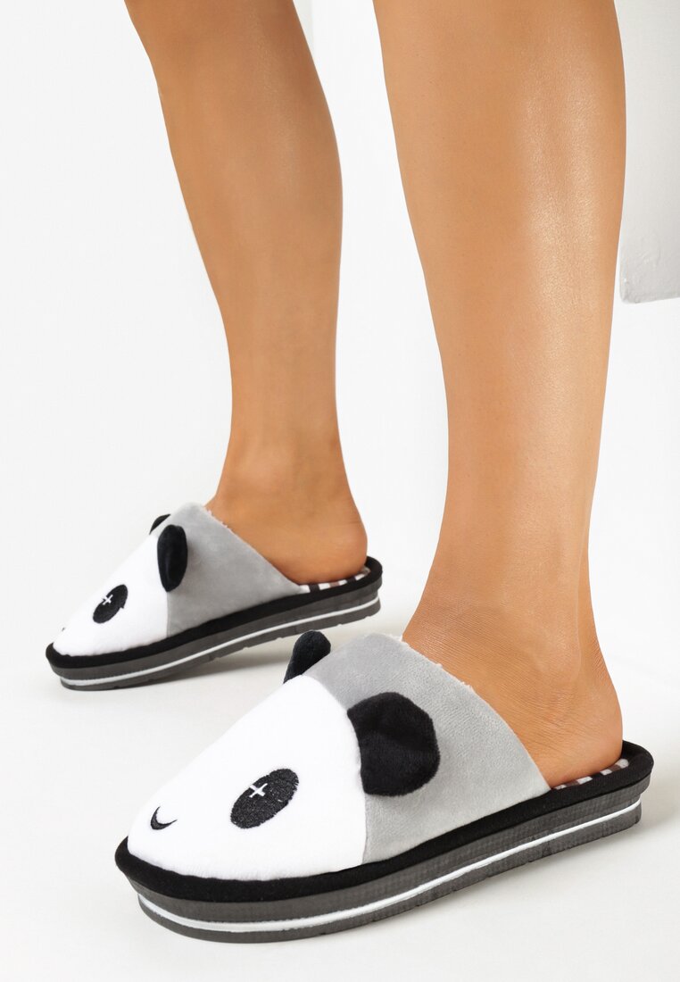 Szare Kapcie z Pluszowym Misiem Pandą Maxoria