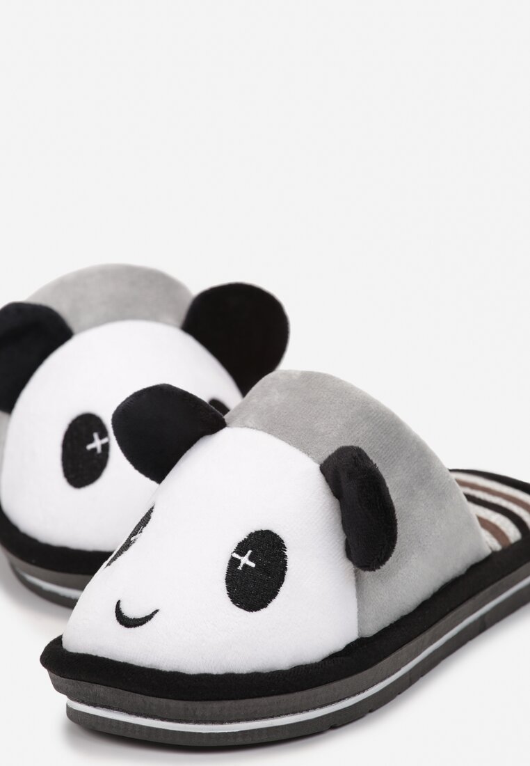 Szare Kapcie z Pluszowym Misiem Pandą Maxoria