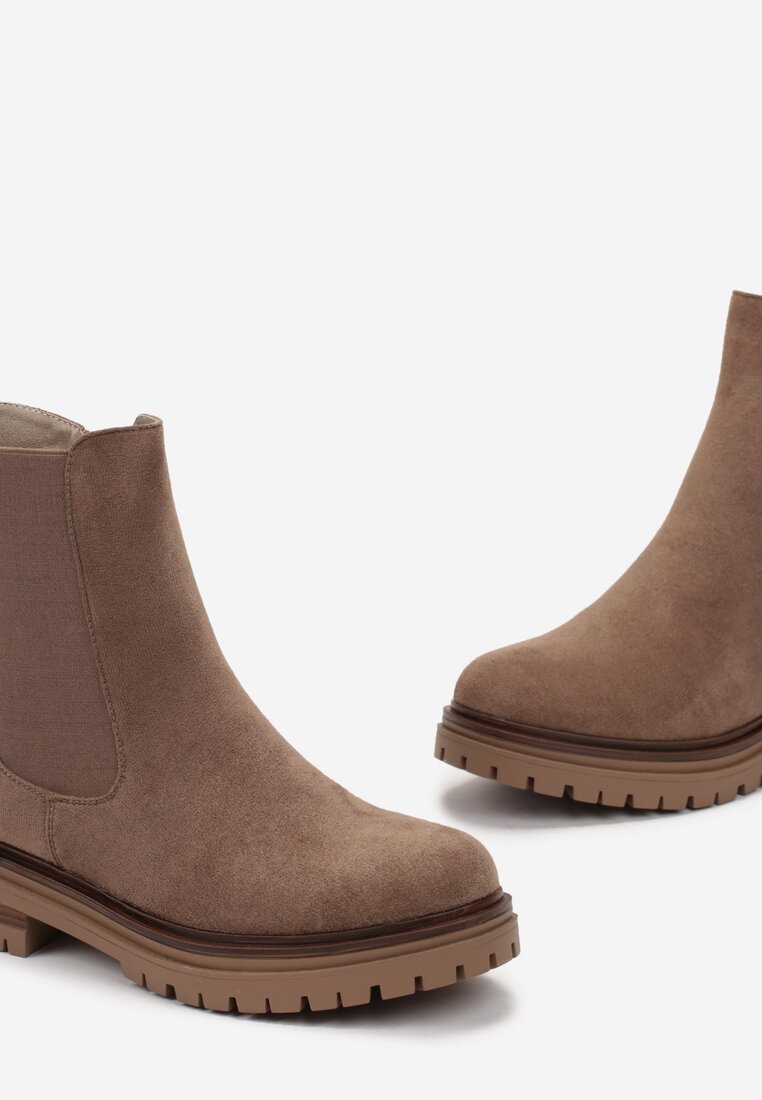 Brązowe Botki Sztyblety za Kostkę Fizabra